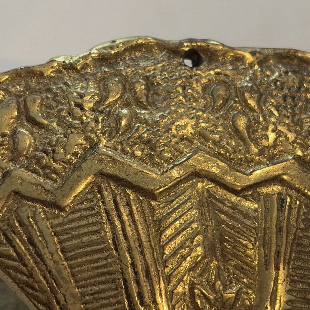 Vintage Brass Hand Shaped Spring Clips Pair Ruffled Cuff Design